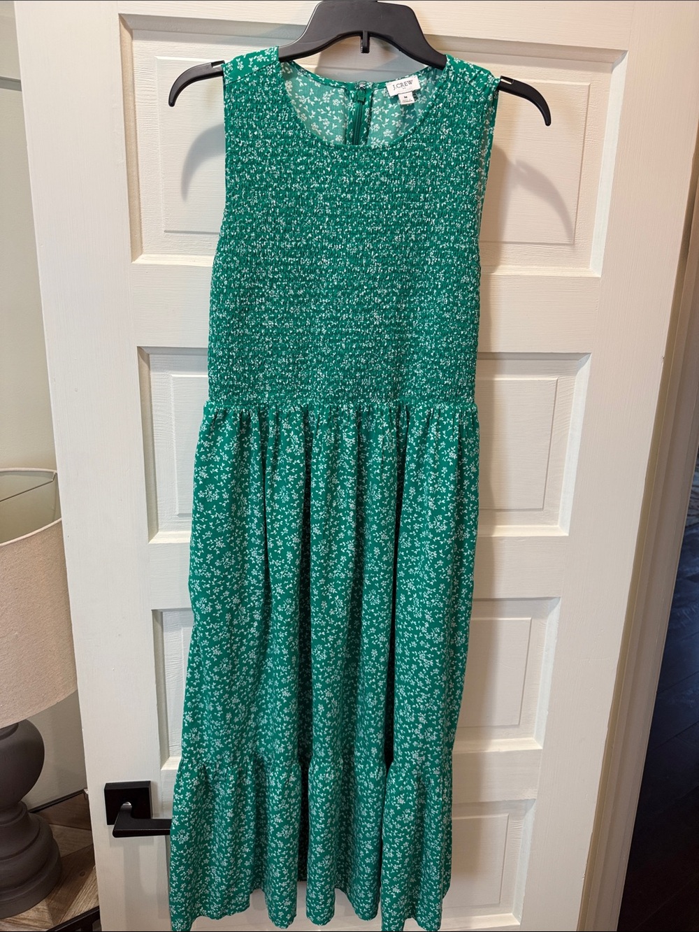 J. Crew Green Sleeveless Floral Tiered Maxi Dress